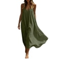 thumbnail image 2 of QUNYINEY A Line Trending Dresses for Women 2026 Sleeveless Solid Cotton Linen Long Slip Dress V Neck Beach Summer Loose Fit Dresses, 2 of 8