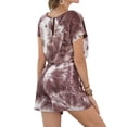thumbnail image 4 of Uhndy Women Tie-Dyed Print Short Sleeve Drawstring Romper Coffee XL, 4 of 5