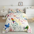 thumbnail image 2 of Kawaii Parrot Comforter Set Queen Size,Tropical Bird Parrot Bedding Set,Watercolor Floral Quilt Bed Set Wildlife Animal Flower Down Comforter with 2 Pillowcases, 2 of 6