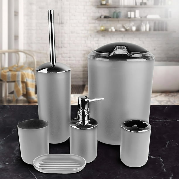 Juego De Accesorios De Baño De 6 Piezas, Dispensador De Jabón, Soporte Para Cepillo De Dientes, Jabonera, Bote De Basura, Vaso Para Cepillo De Dientes, Jabonera Para Baño, Hogar