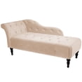 thumbnail image 4 of 60.6 Inch Upholstered Chaise Lounge with Left Armrest, Button Tufted Lounge Sofa, Velvet Button-Tufted Chaise Lounge Chair Leisure Sofa Chaise Chair for Bedroom, Living Room and Office, 4 of 8