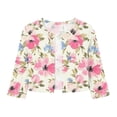 thumbnail image 4 of VBVC Women's Floral Print Cropped Cardigan , Ladies' 3/4 Sleeve Open Front Bolero Shrug , Lightweight Summer Dress Cover Up Top For Women, Beige , S-2XL, 4 of 7