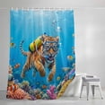 thumbnail image 4 of Funny Diving Tiger Shower Curtain Set, Waterproof Shower Curtains for Bathroom, Ocean Sea Coastal Coral Fish Marine Life Washable Fabric Bath Curtain for Bathtub Decoration with Hooks 72x78 Inches, 4 of 9