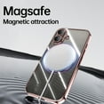 thumbnail image 5 of ELEHOLD Plating Case for iPhone 16,Transparent Clear Back Magnetic Compatible with Mag Safe Charging Foldable Kickstand Shockproof Anti-Yellowing Case for iPhone 16,Rosegold, 5 of 6