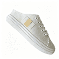 thumbnail image 5 of Women's Slip on Mules Sneakers Lace Up Canvas Shoes Fashion Trendy for Female Work Business Causal Soft Sole Flat Tennis Walking Shoes Classic, 5 of 5