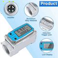 thumbnail image 6 of 4X Digital Turbine Water Flow Meter Digital LCD Display with NPT Counter and FNPT Thread Gas Oil Fuel Flowmeter (1 Inch), 6 of 7