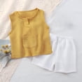 thumbnail image 6 of YunPes Baby Girls Cotton Linen 2 Piece New Born Boy Outfits Sleeveless Tank Tops Elastic Shorts Set Casual Solid Beach Summer Clothes, 6 of 9