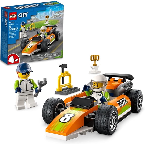 LEGO City Great Vehicles Race Car 60322 F1 Style Race Car Toy for Preschool Kids Aged 4 plus Years Old, with Mechanic and Racing Driver Minifigures
