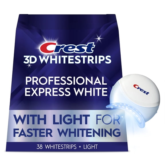 Crest 3DWhitestrips Professional Express Teeth Whitening Kit with Light, 19 Count