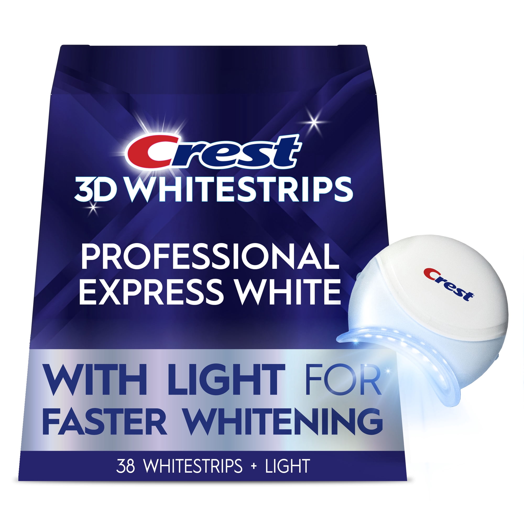 Crest 3DWhitestrips Professional Express Teeth Whitening Kit with Light, 19 Count