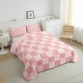 thumbnail image 4 of Erosebridal Plaid Buffalo Comforter Sets Queen Size, Pink Checkered Comforters & Duvets, Rectangle Room Decor, Breathable 3-Piece, 4 of 8
