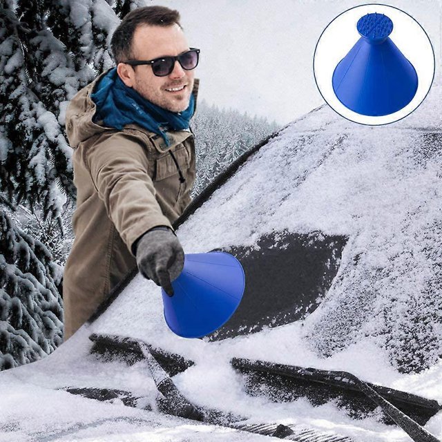 ZHAOCHENG Raspador de nieve, raspador de parabrisas, raspador de hielo mágico para automóvil, raspador de hielo automático, cepillo redondo para nieve 2 en 1 con embudo de aceite, cepillo redondo para