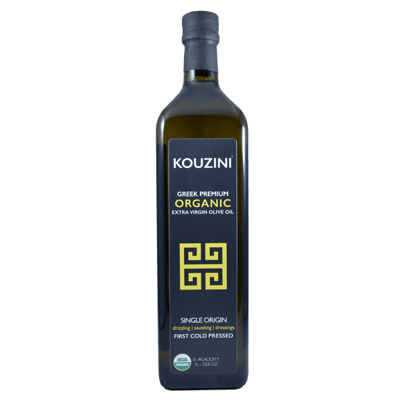 Kouzini Organic Greek Extra Virgin Olive Oil | First Cold Pressed | 1 Liter (34 fl oz) Current Harvest | NYIOOC award Winner | Single Origin | Family Owned