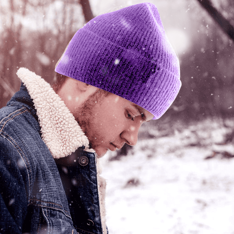 Petal Everyday Use Winter Accessory Flat Smooth Cool Cuffed Flexible Beanie  Hat Head Skull Cap Men and Women Unisex Pattern - Purple