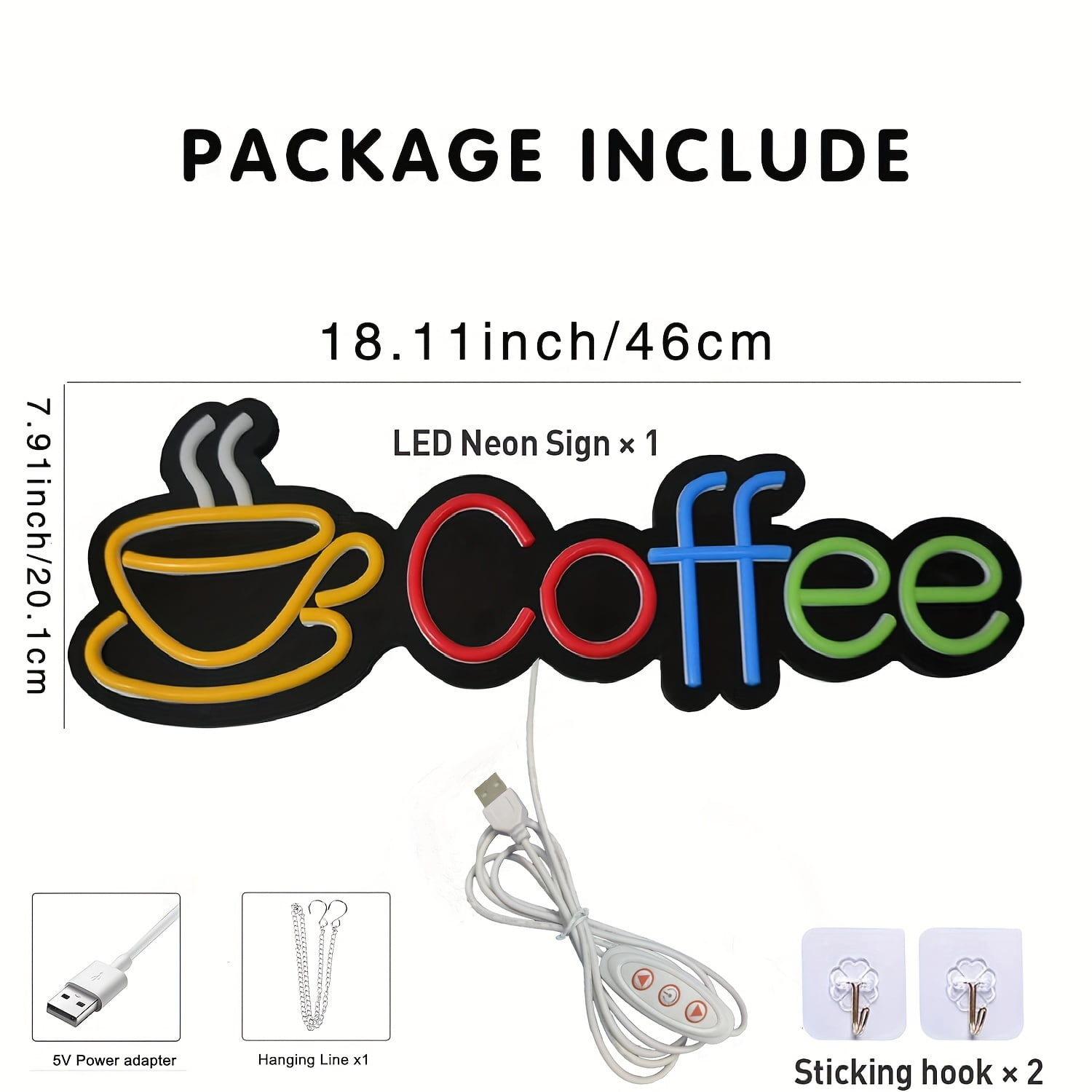 SDOTXA 1pc Coffee Neon Sign  5V Bright Coffee Led Neon Sign For Wall Decoration 18.11* 7.91in  Neon Light Decoration Cafe Open Sign Restaurant  Store Wall Light Sign  Coffee Neon Light Sh