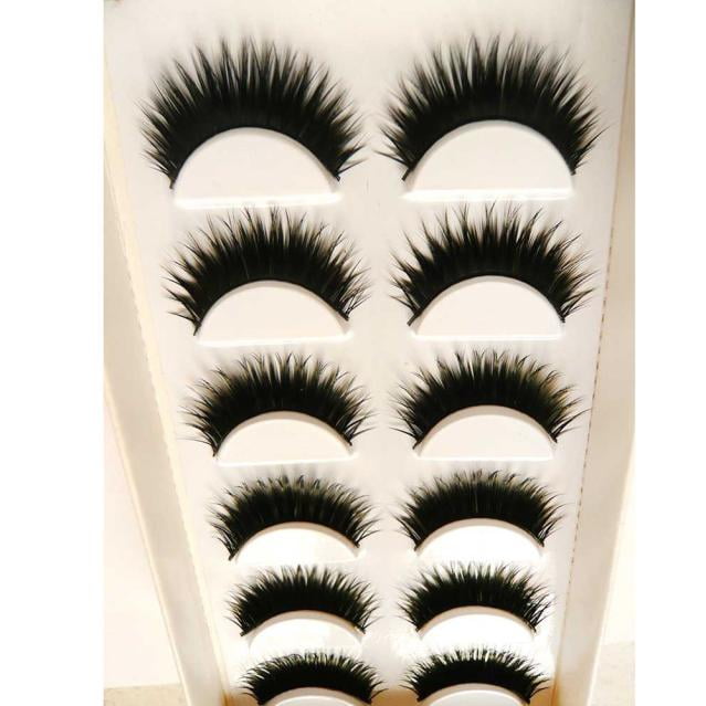 6 pares de pestañas postizas hechas a mano, con tallos de plástico negro, aspecto natural y realista, cómodas de llevar para el maquillaje diario y de fiesta, belleza de los ojos de las mujeres