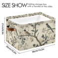 thumbnail image 4 of Yayeee Canvas Storage Basket with Handles for Shelves Fabric Bins Closet Organizer, Beige Birds, 4 of 8