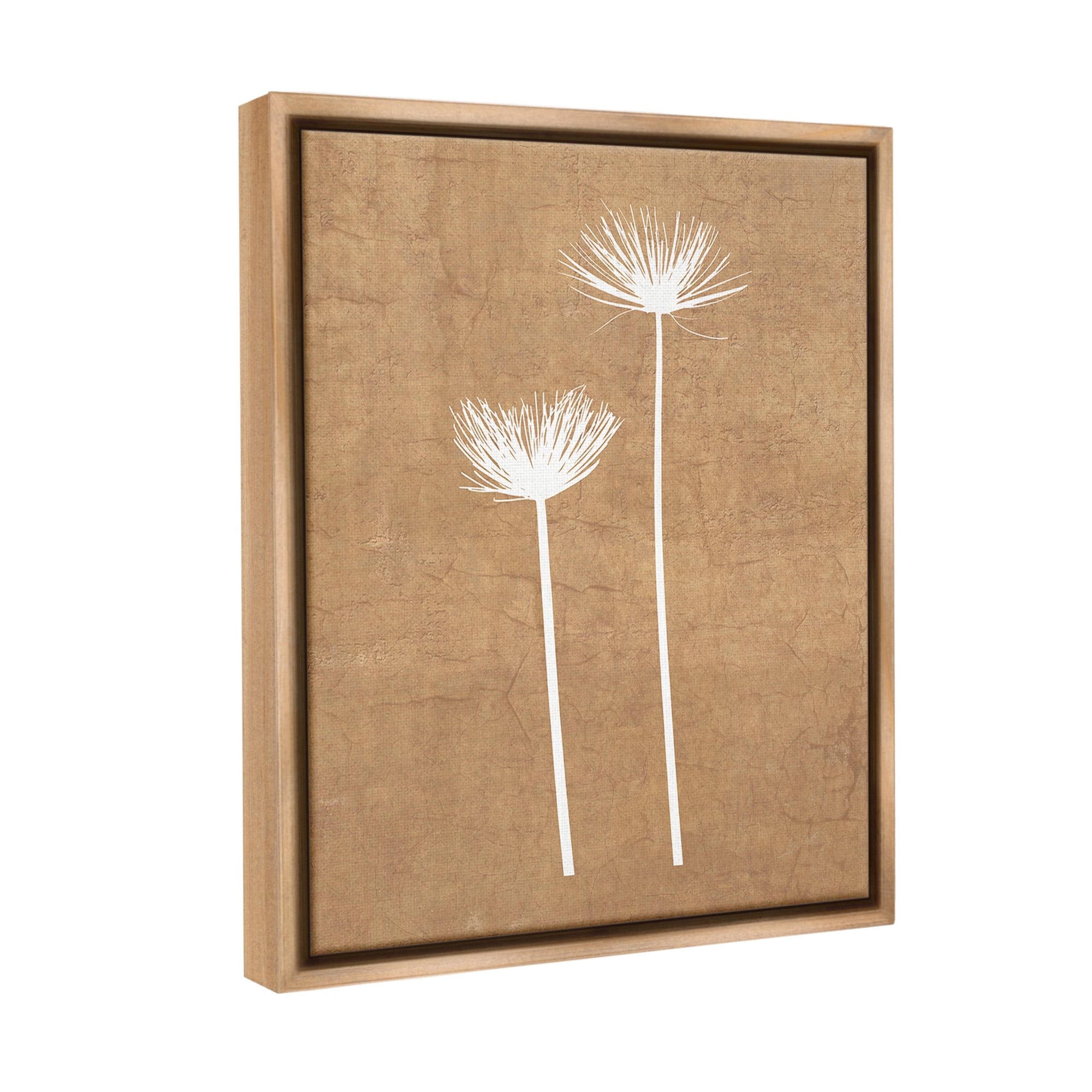 Stupell Industries Simple Dandelion Sprigs Botanical & Floral Painting Brown Floater Framed Canvas Art Print Wall Art, 25 x 31