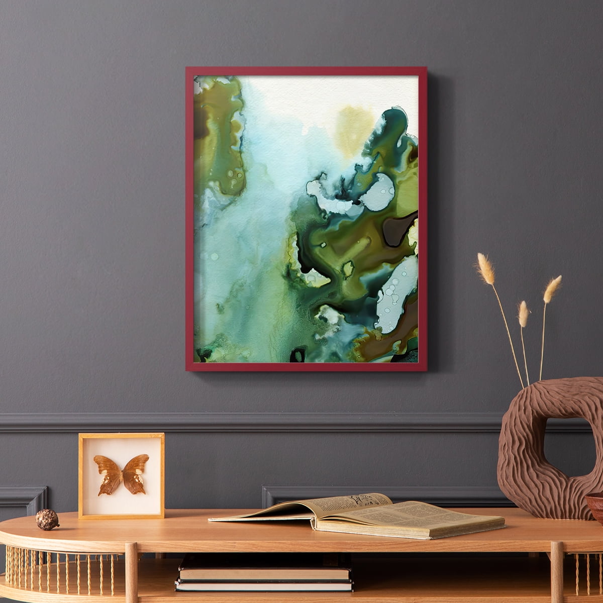 Water and Earth I Framed Print in Red Solid Wood 8 x 10 Framed Print