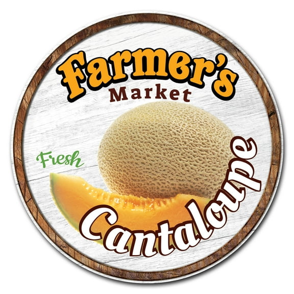 SignMission C-16-CIR-WS-Cantaloupe 16 x 24 in. Corrugated Plastic Sign with Stakes Circular - Farmers Market Cantaloupe