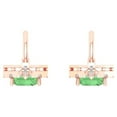 thumbnail image 4 of 5.8072 ct Lever-Back Drop Dangle Earrings for Women | 7.5X5.5mm Emerald Cut Simulated Green Diamond | 14K Rose Gold, 4 of 5