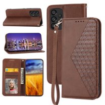 Feishell Compatible with Samsung Galaxy A53 5G Slim Wallet Case with ID Credit Card Slots & Wrist Strap,Shockproof PU Leather Magnetic Closure Folio Flip Kickstand Protective Phone Cover,Brown