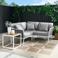 thumbnail image 3 of Stance 4 Piece Outdoor Patio Aluminum Sectional Sofa Set, 3 of 16