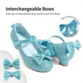 thumbnail image 2 of BURUDANI Girls Dress Shoes Toddler/Little Kid Mary Jane Princess Low Heel Shoes with Interchangeable Bow for Flower Girl, Wedding, Party, 2 of 5