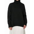 thumbnail image 3 of Women'S Sweater Fall Winter Chunky Knitted Pullover Ribbing Hem Trendy Basic Jumper Top Black M, 3 of 9