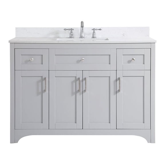 48 inch Single Bathroom Vanity in Grey with Backsplash