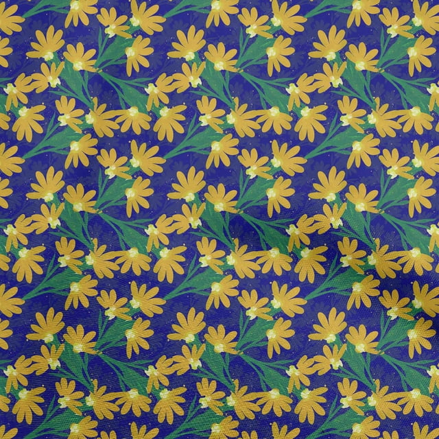 oneOone Velvet Mustard Yellow Fabric Floral Craft Projects Decor Fabric Printed By The Yard 58 Inch Wide