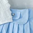 thumbnail image 4 of Fesfesfes Summer Girls Casual 2 Piece Outfit Set Children's Short Sleeve Solid Color Tops and Skirt Pleated Two-piece Set, 4 of 8