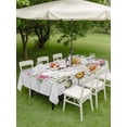 thumbnail image 3 of Outdoor Tablecloth with Umbrella Hole and Zipper, Spring Daisy Rectangle Table Cloth 60x102 Inch Waterproof Tablecloth, Pink Flowers Wreath Leaves Farmhouse White Wood Picnic Table Cover for Patio, 3 of 7
