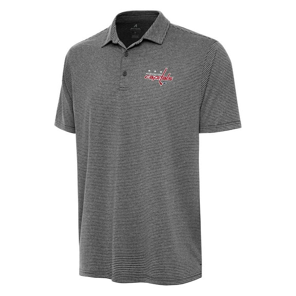 Men's Antigua Heather Black Washington Capitals Scheme Polo