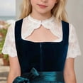 thumbnail image 2 of THDHVS Girls Shirts,Lace Flower Hollow Out Ruffle Trim Short Sleeve Crop Top Oktoberfest Wear for Girls,Girls Tops White 7-8 Years, 2 of 9