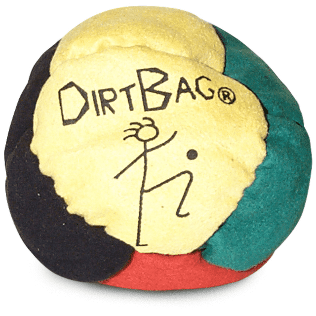 DirtBag Classic Footbag - Blue & Black Suede Hacky Sack - Slow Speed Control for Beginners & Freestyle - Embroidered Design