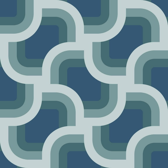 Nicole Miller Retro Geo Peacock Blue Peel & Stick Wallpaper