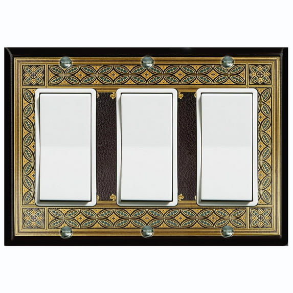 Metal Light Switch Plate Cover Elegant Victorian Floral Frame Black FRA067