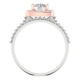 thumbnail image 4 of 1.58 ct Brilliant Round Cut Moissanite 18K White/Rose Gold Halo Solitaire with Accents Engagement Bridal Wedding Ring Band Set size 9.5, 4 of 7