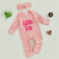 Newborn Baby Girl Coming Home Outfit Long Sleeve Letter Romper Ribbed