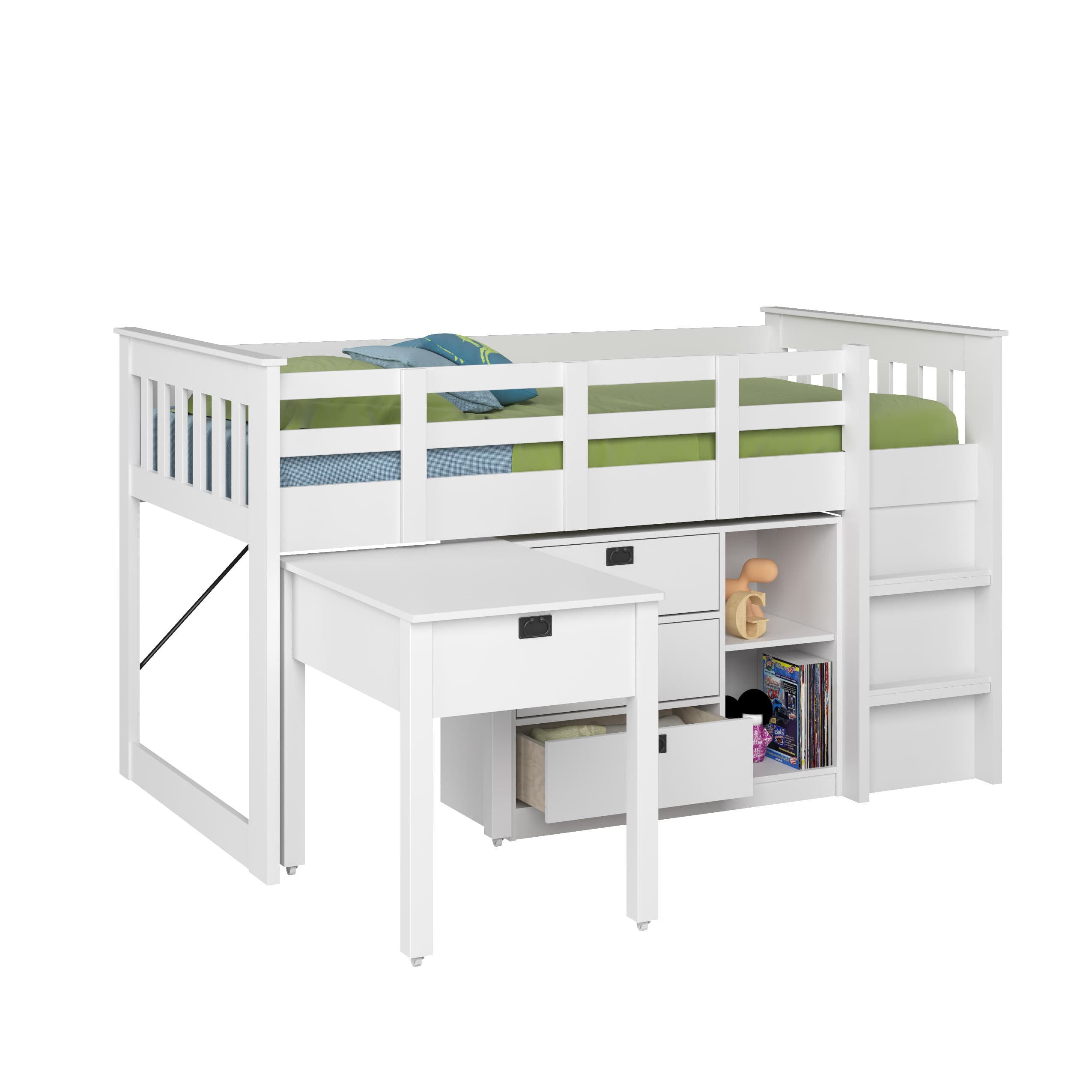 Corliving Madison Twin Loft Bed With Desk And Storage
