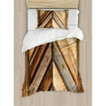 thumbnail image 3 of Rustic Duvet Cover Set Queen Size, Wooden Fence Figure Vintage and Grunge Gardening Themed Natural Rural Pastoral Print, Decorative 3 Piece Bedding Set with 2 Pillow Shams, Brown, by Ambesonne, 3 of 3