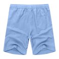 thumbnail image 4 of Sewkxo Men's Linen Shorts Casual Elastic Waist Drawstring Summer Beach Vacation Golf Shorts with Pockets,Light Blue L, 4 of 4