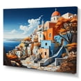 thumbnail image 2 of Designart "Cityscape Popart Colorful Santorini painting V" Santorini Canvas Wall Art, 2 of 5