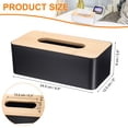 thumbnail image 2 of Cubierta de caja de pañuelos Uxcell con tapa de bambú, soporte cuadrado para pañuelos faciales, contenedor para baño, negro, 2 of 6