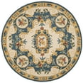 thumbnail image 2 of SAFAVIEH Micro-Loop Ibrahim Floral Bordered Wool Area Rug, Cream/Blue, 5' x 5' Round, 2 of 7