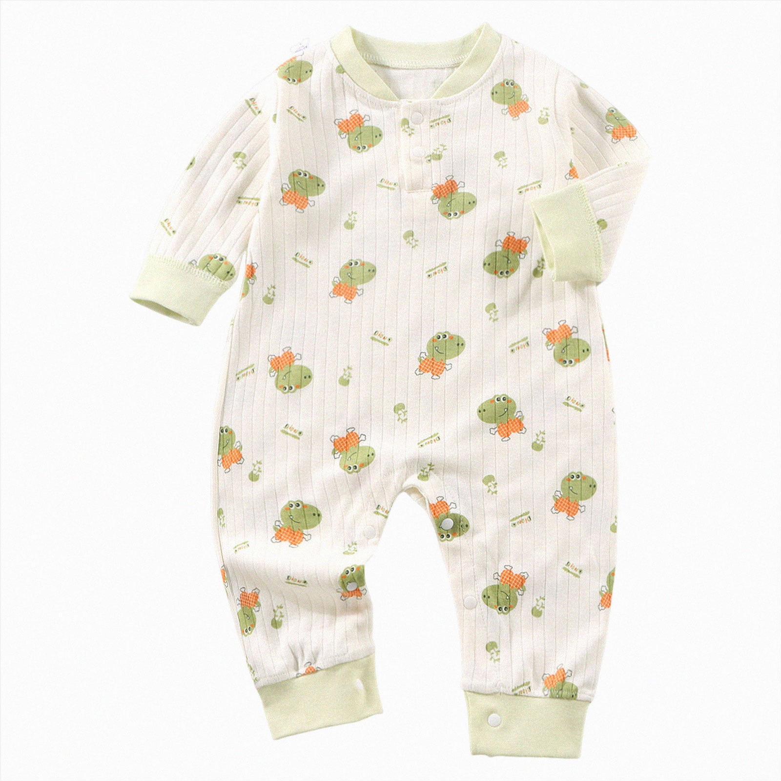 newwalpole Unisex Newborn Baby Jumpsuit Pure Cotton Long Sleeve Baby Outfit Soft Comfortable Baby Clothes for Boys and Girls(Light Green 12-18 Months)