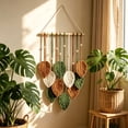 thumbnail image 5 of Leodye 1PCS Leaf Macrame Wall Hanging Tapestry, Hand Woven Wall Art Decor for Bedroom and Living Room Interior -15.7*26.7IN, 5 of 7