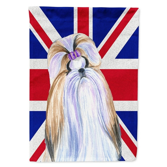 Shih Tzu with English Union Jack British Flag House Flag