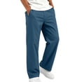 thumbnail image 2 of cfhntfmh Casual Pants for Boys Loose Fit Solid Color Elastic Waisted Straight Leg Pants with Pockets (Blue,7-8 Years), 2 of 7